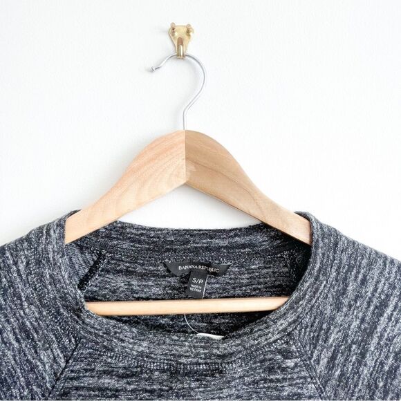 Banana Republic Sweater Knit Dress Black Marl Women's S Ruched Scoop Neck NWT - Picture 4 of 9